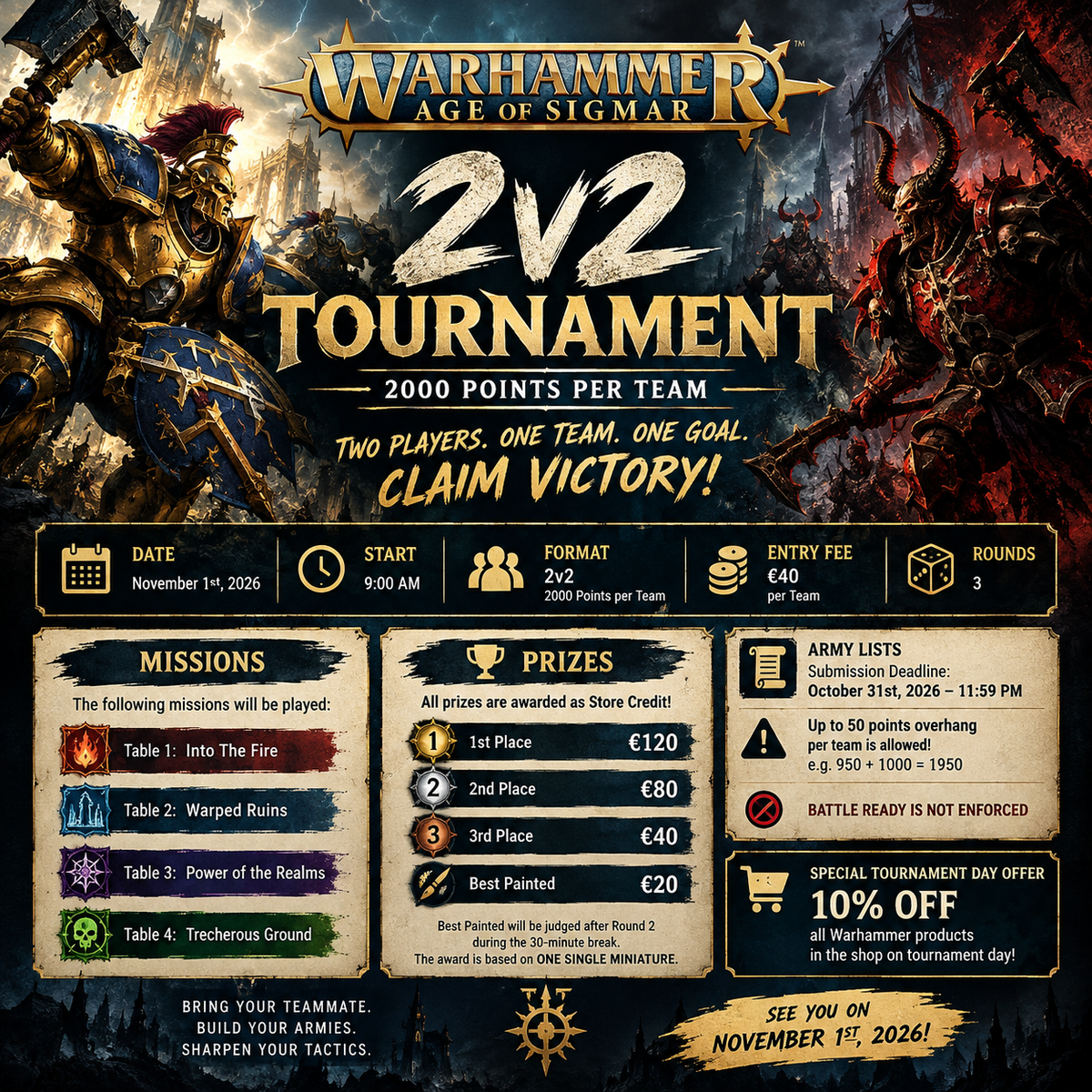 Warhammer Age of Sigmar – 2V2 Tournament 1.11.2026