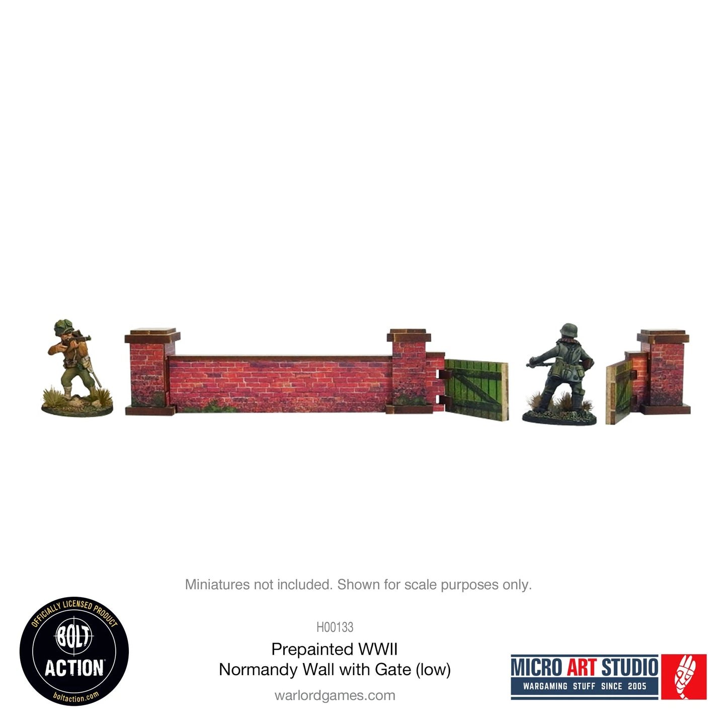 Bolt Action - Pre-painted WW2 Normandy Walls with Gate (low) - H00133