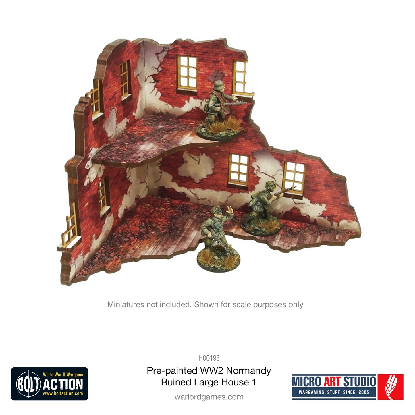 Pre-Painted WW2 Normandy Ruined Large House 1 - H00193