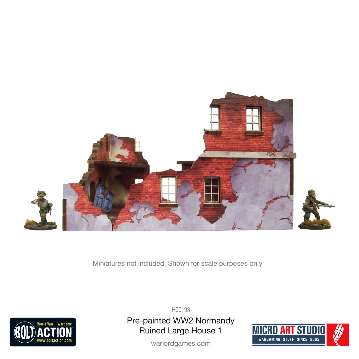 Pre-Painted WW2 Normandy Ruined Large House 1 - H00193
