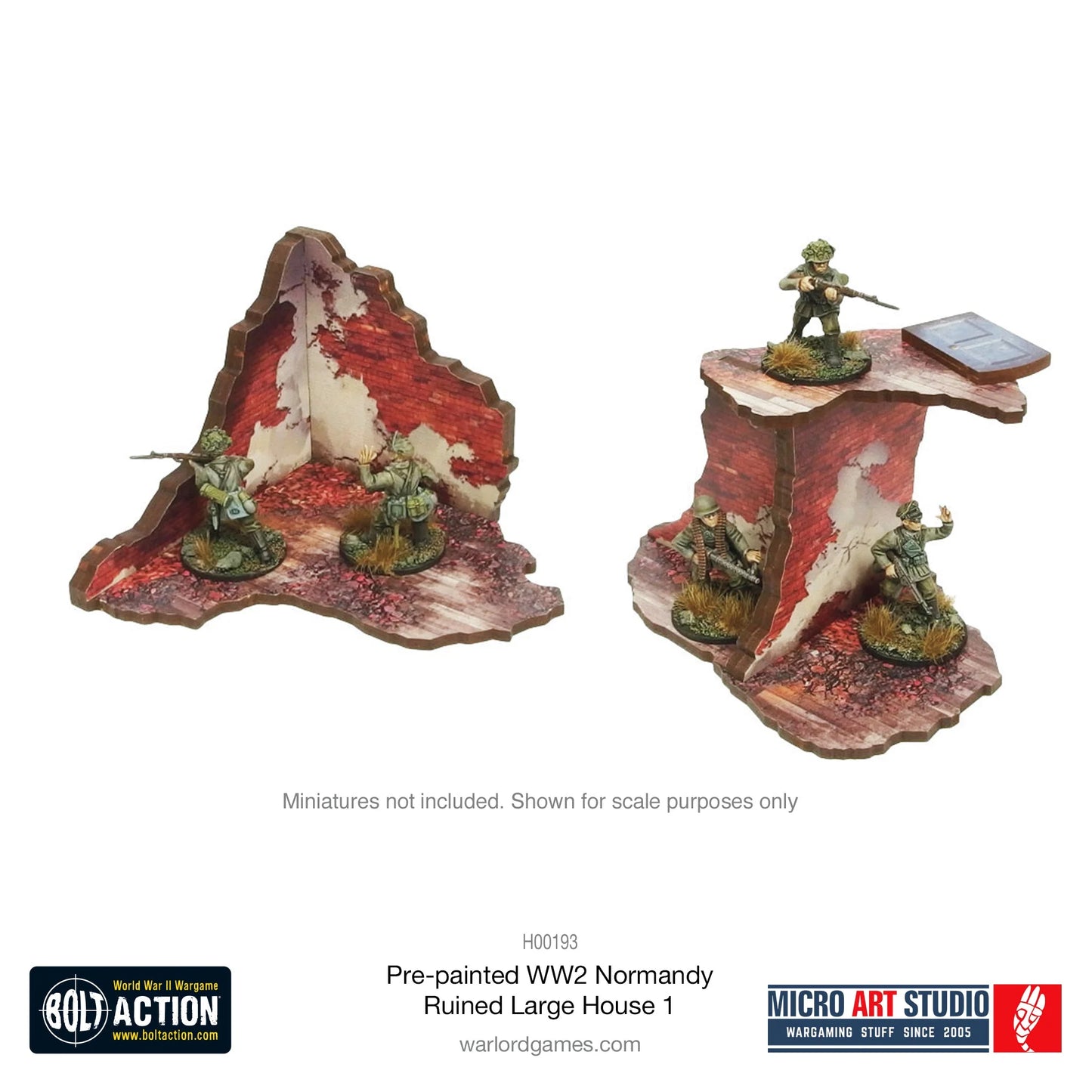 Pre-Painted WW2 Normandy Ruined Large House 1 - H00193