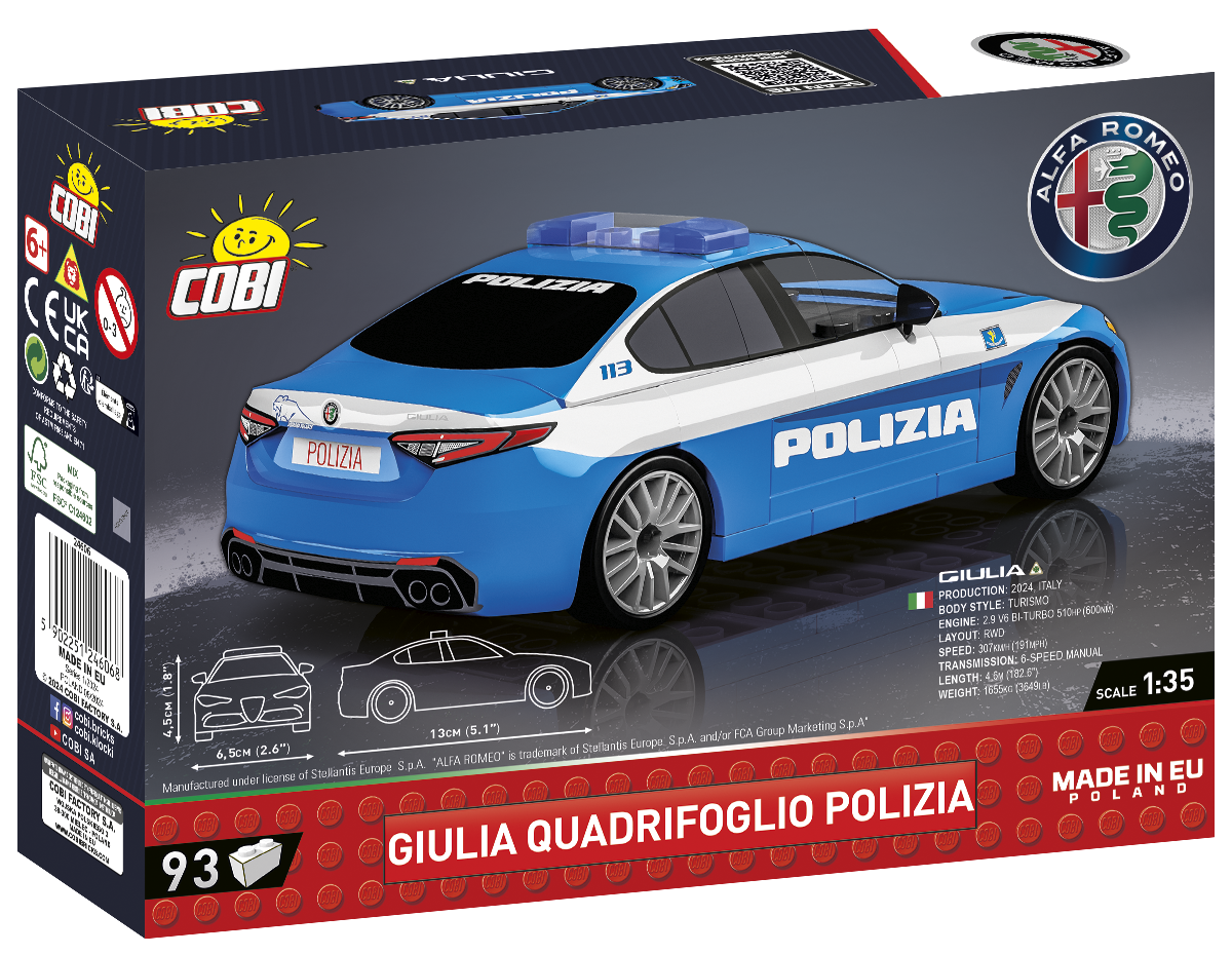 Cobi 24606 - Autos im Maßstab 1:35  - Alfa Romeo Giulia Quadrifoglio Polizia