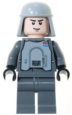LEGO® Minifigur Star Wars sw0261 - Imperial Officer with Battle Armor (Captain / Commandant / Commander) - Dark Bluish Gray Legs, Smirk