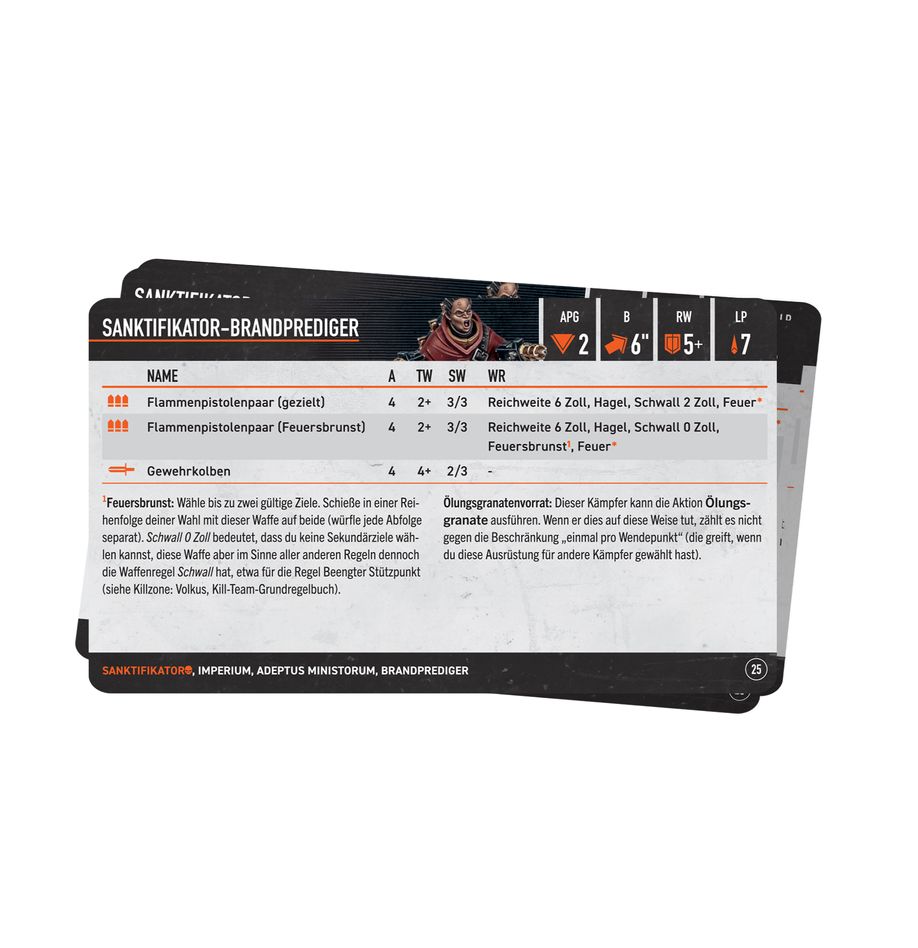 Warhammer 40.000 - Kill Team: Kill Team: Datenkarten der Sanktifikatoren (deutsch) (102-59)