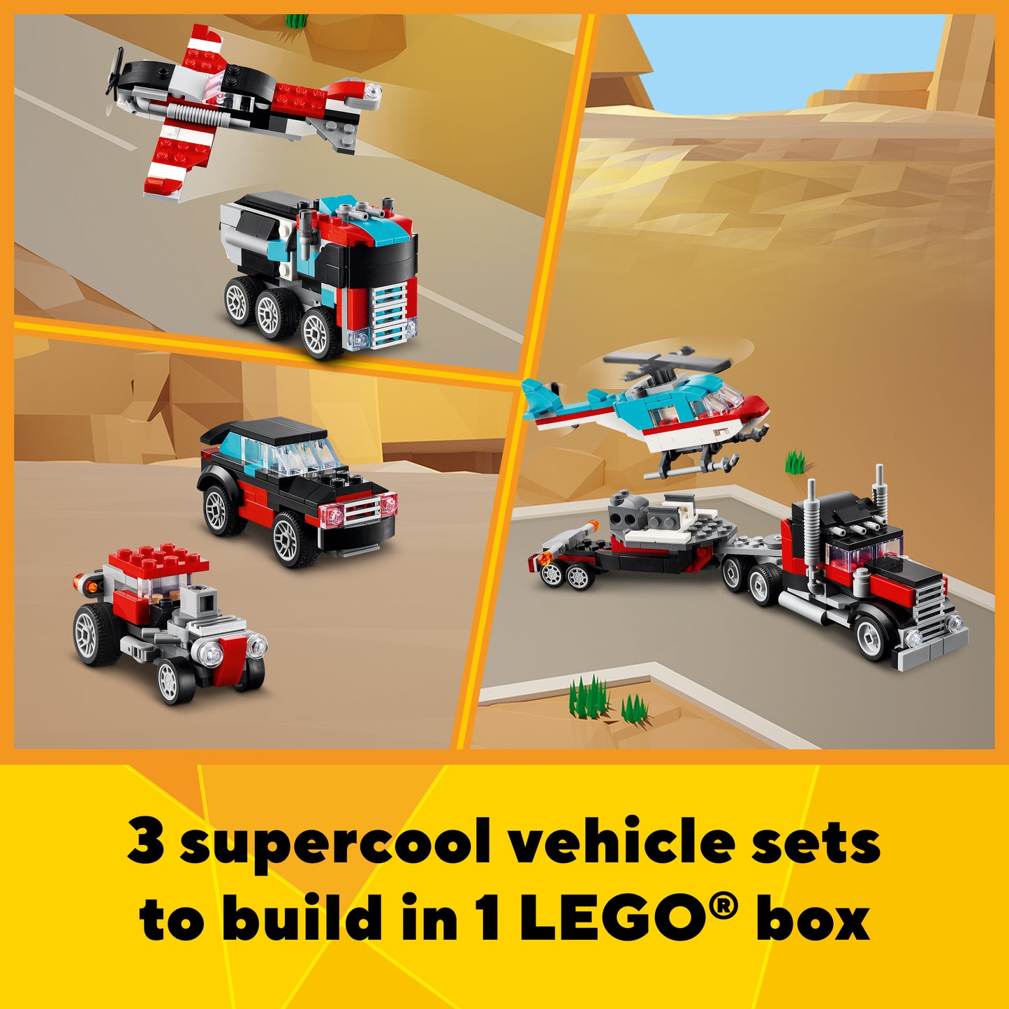 LEGO® Creator 31146 Tieflader mit Hubschrauber