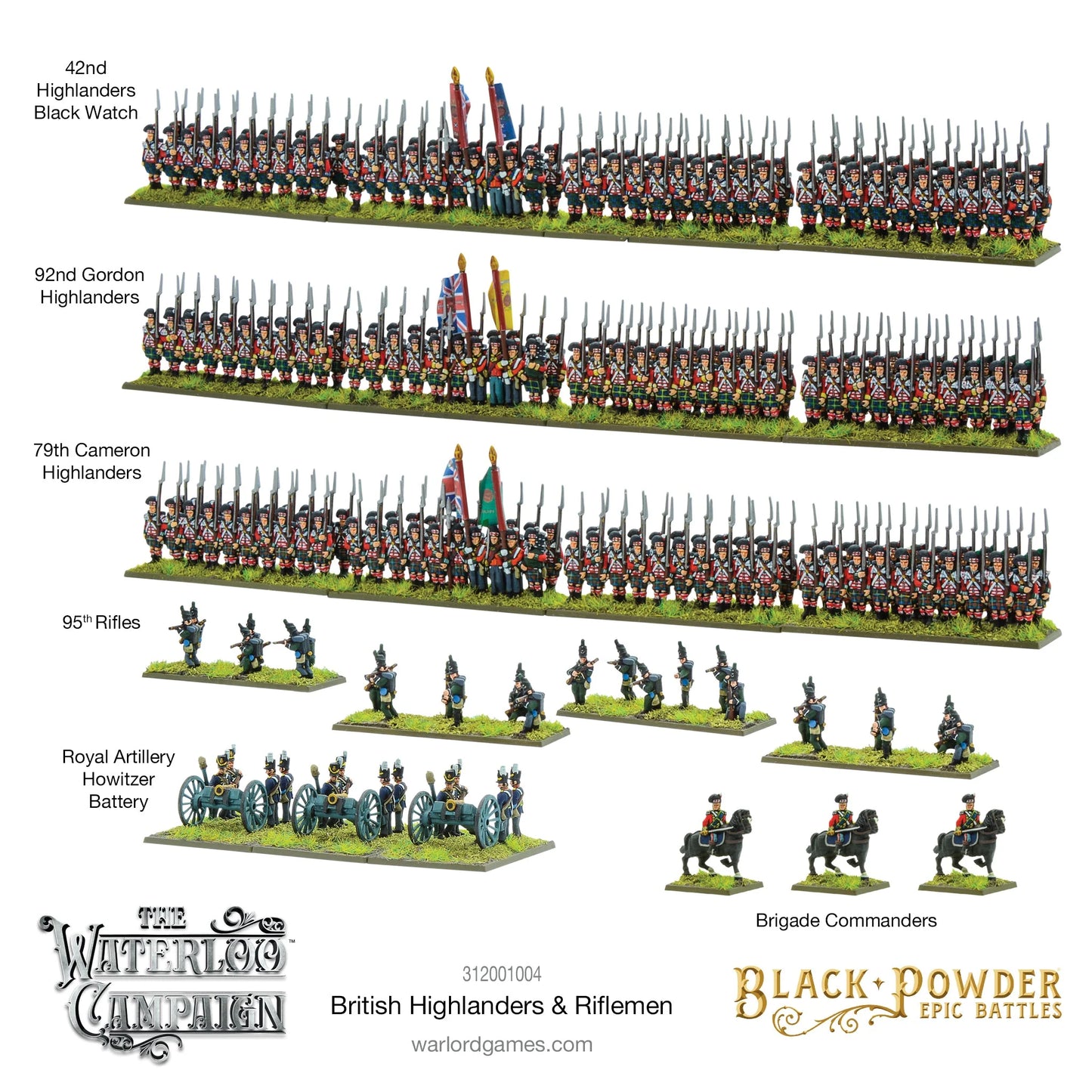 Black Powder Epic Battles: Waterloo - British Highlanders & Riflemen Plastic Boxset - EN - 312001004