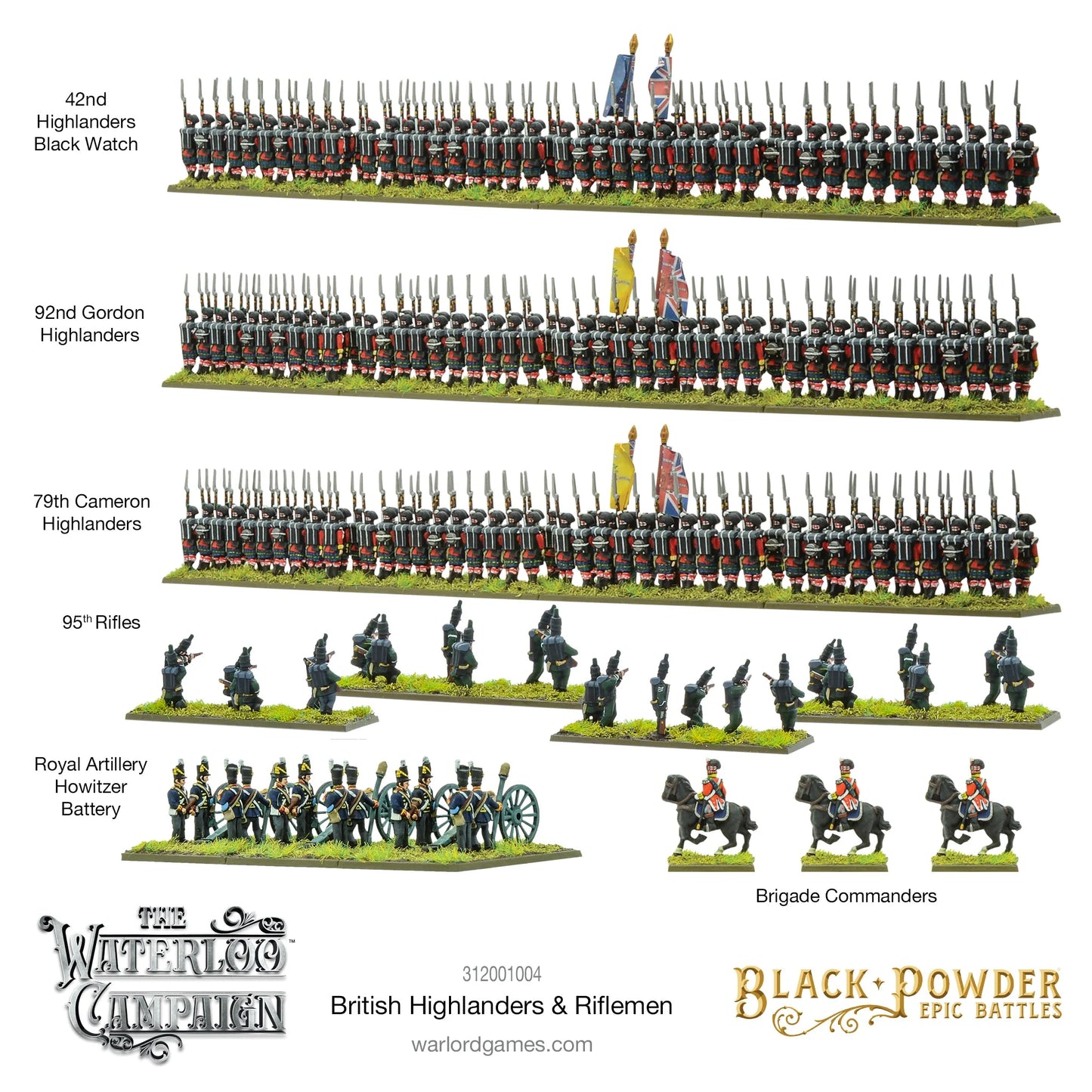 Black Powder Epic Battles: Waterloo - British Highlanders & Riflemen Plastic Boxset - EN - 312001004