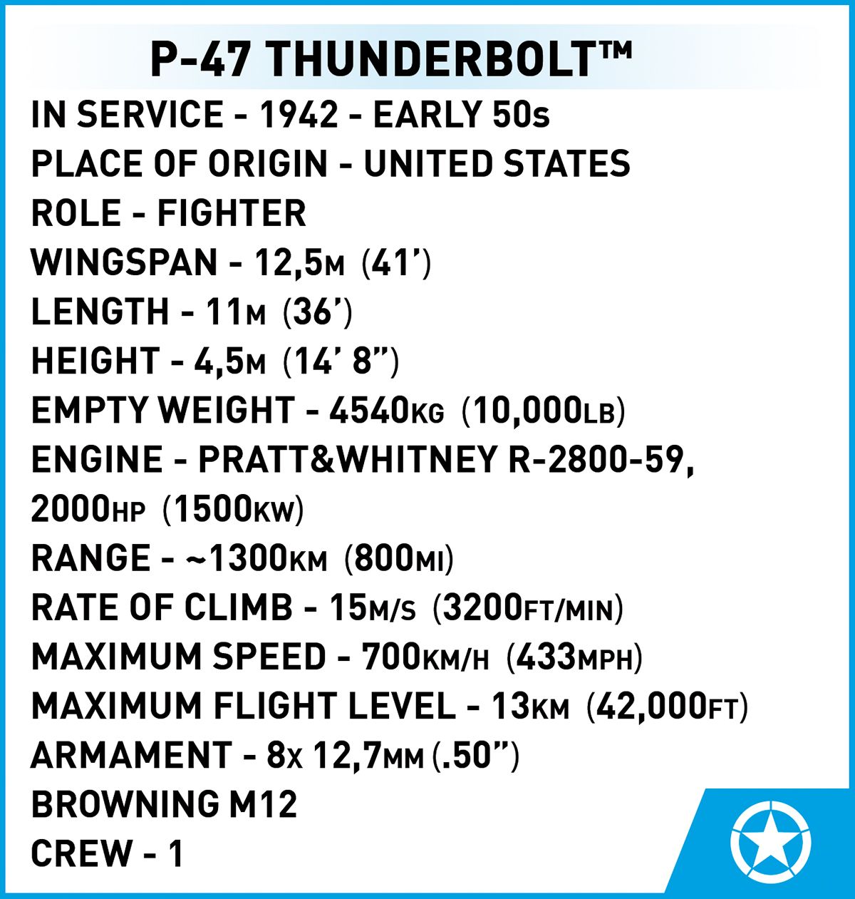 Cobi 5737 - Historical Collection - P-47 Thunderbolt