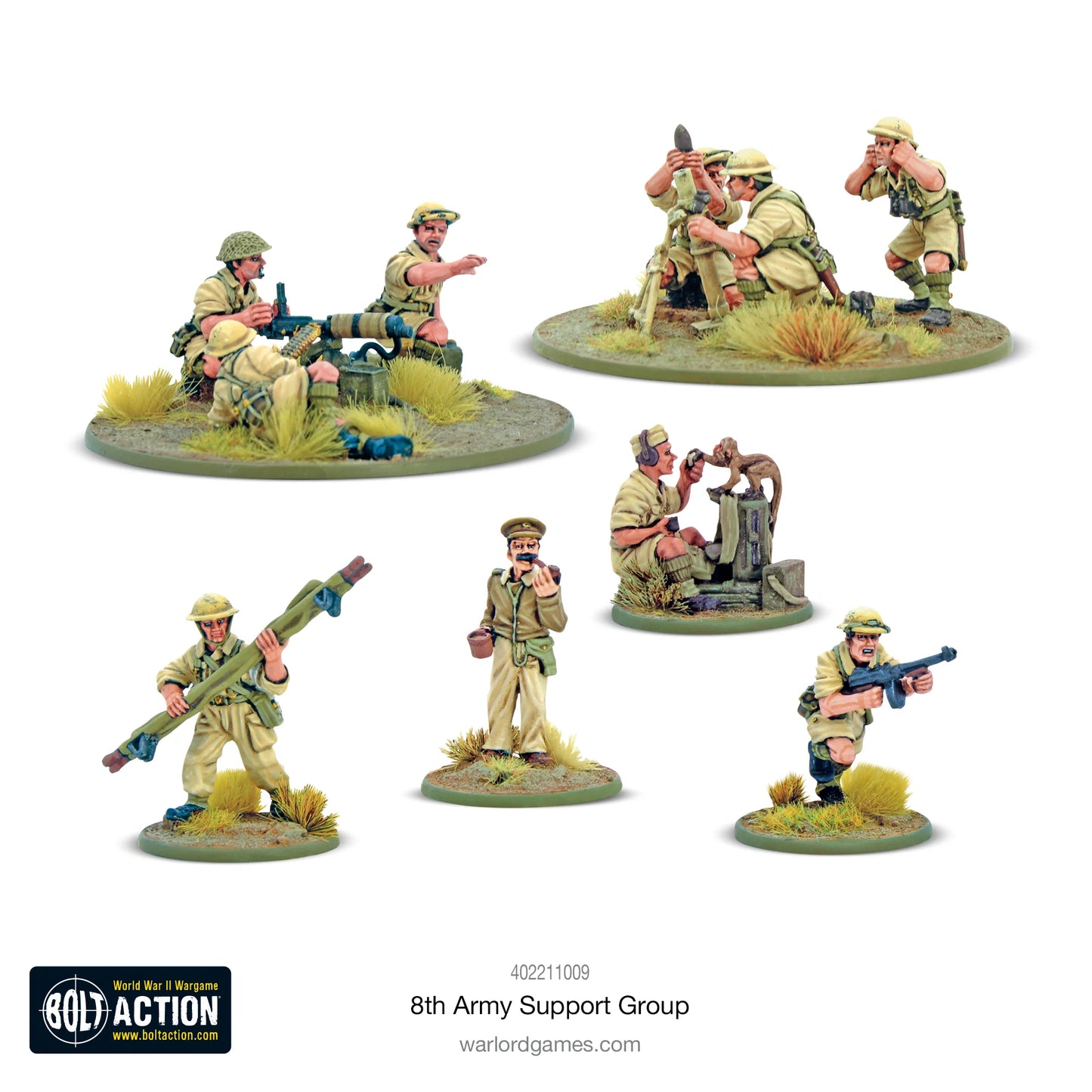 Bolt Action 8th Army Support Group (HQ, Mortar & MMG) - EN - 402211009