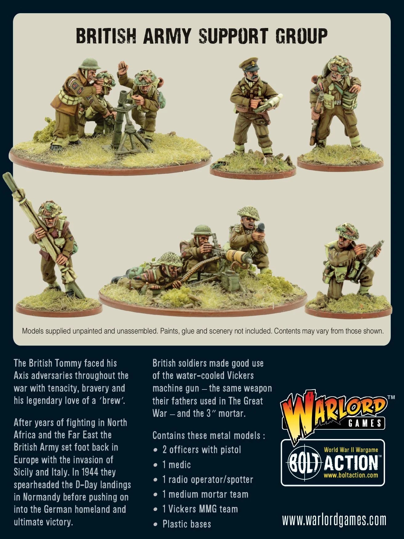 Bolt Action 2 British Army Support Group (HQ, Mortar & MMG) - EN - 402211011