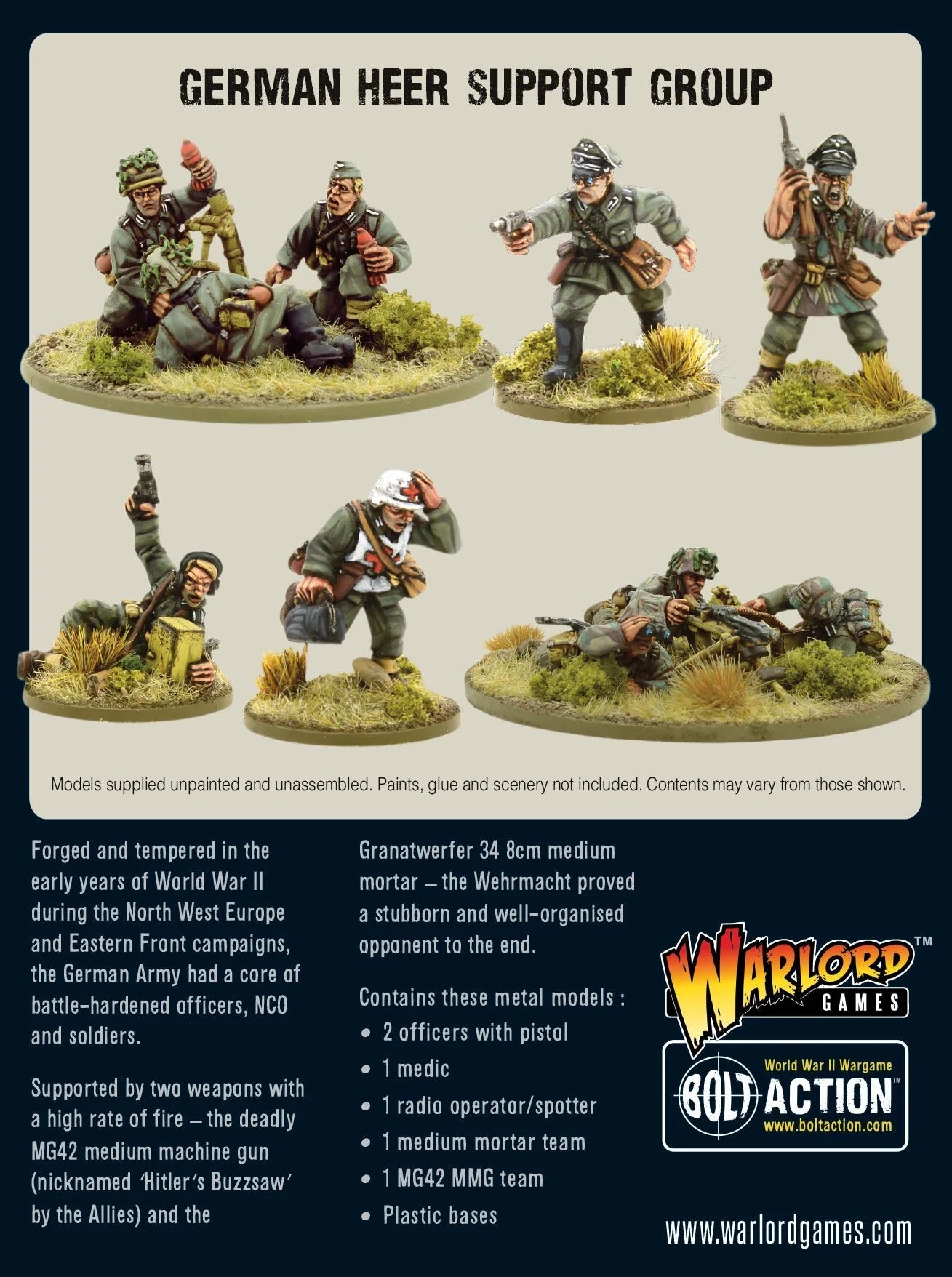 Bolt Action 2 German Heer Support Group (HQ, Mortar & MMG) - EN - 402212006