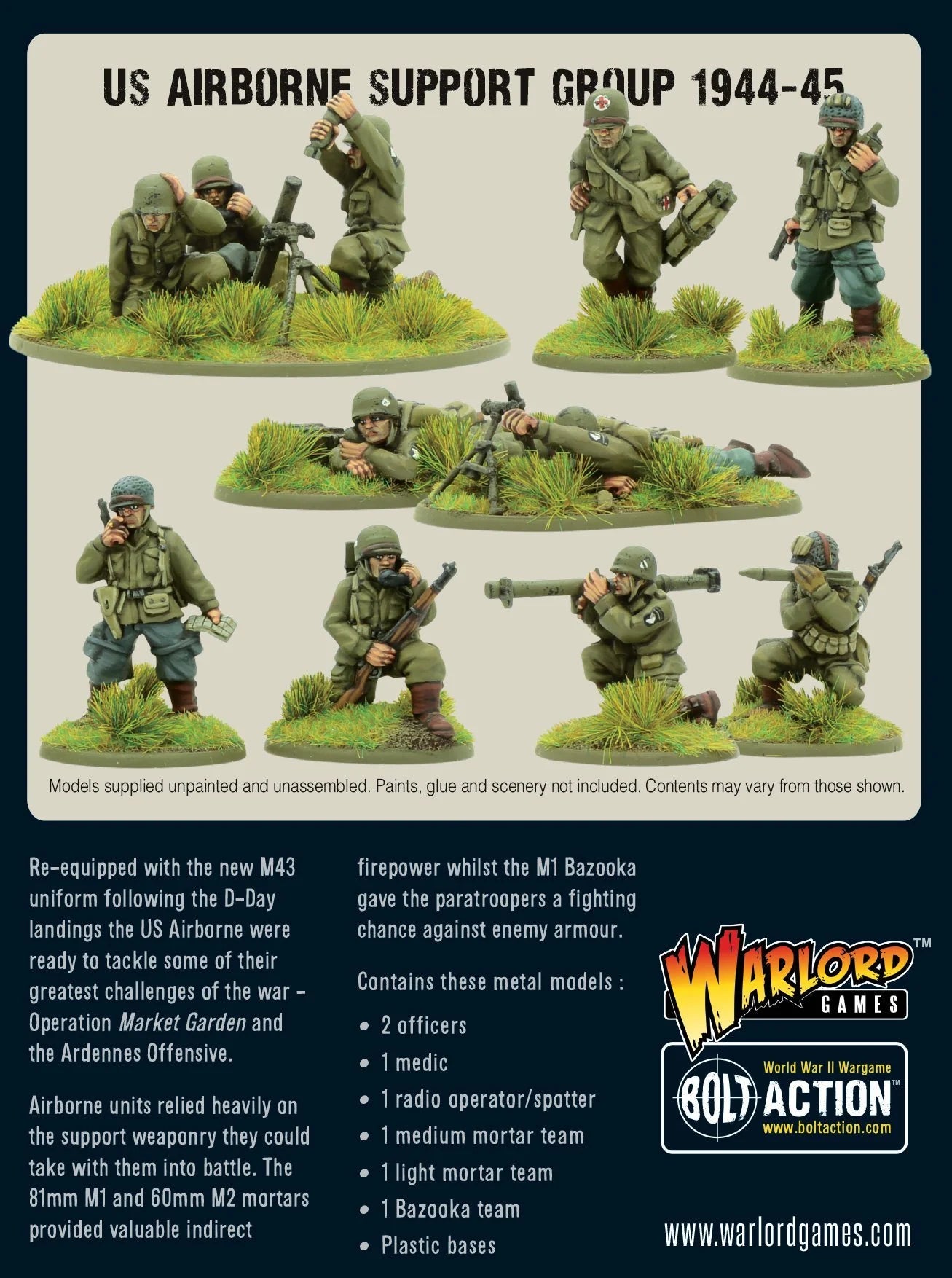 Bolt Action 2 US Airborne Support group (1944-45) (HQ, Mortar & MMG) - EN - 402213105