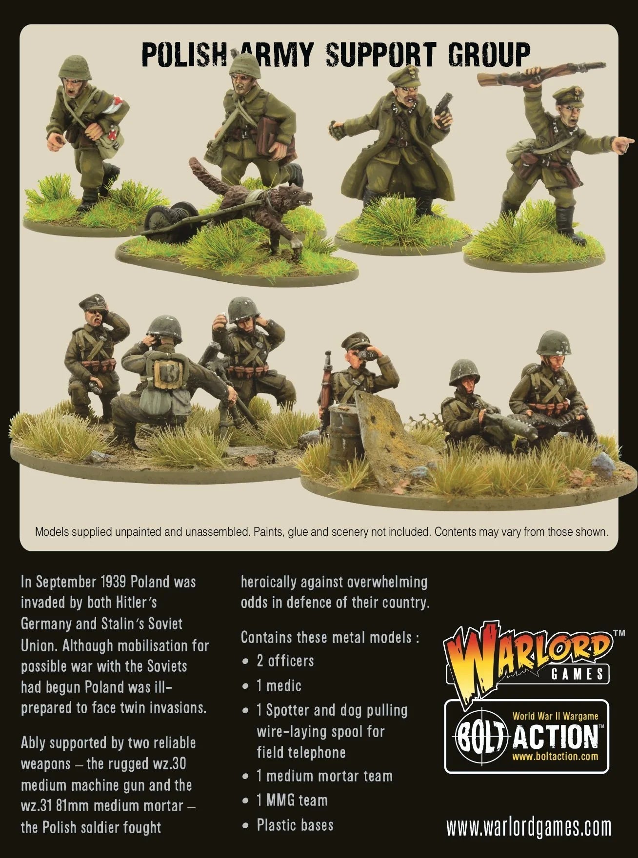 Bolt Action - Polish Army Support Group (HQ,Mortar & MMG) - 402217603
