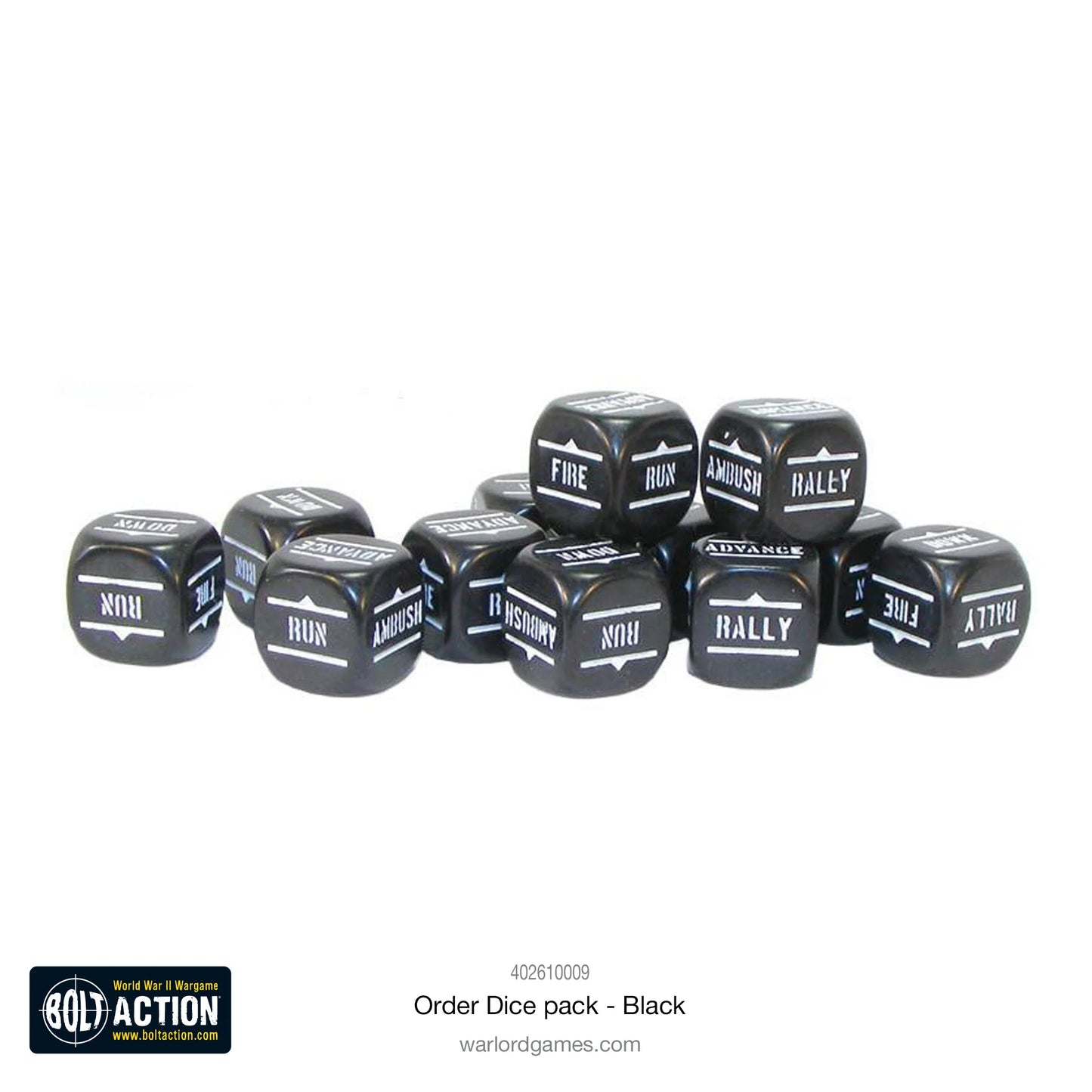 Bolt Action - Bolt Action Orders Dice - Black (12)