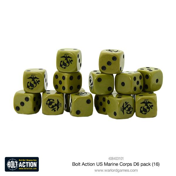 Bolt Action US Marine Corps D6 Dice (16) - 408403101