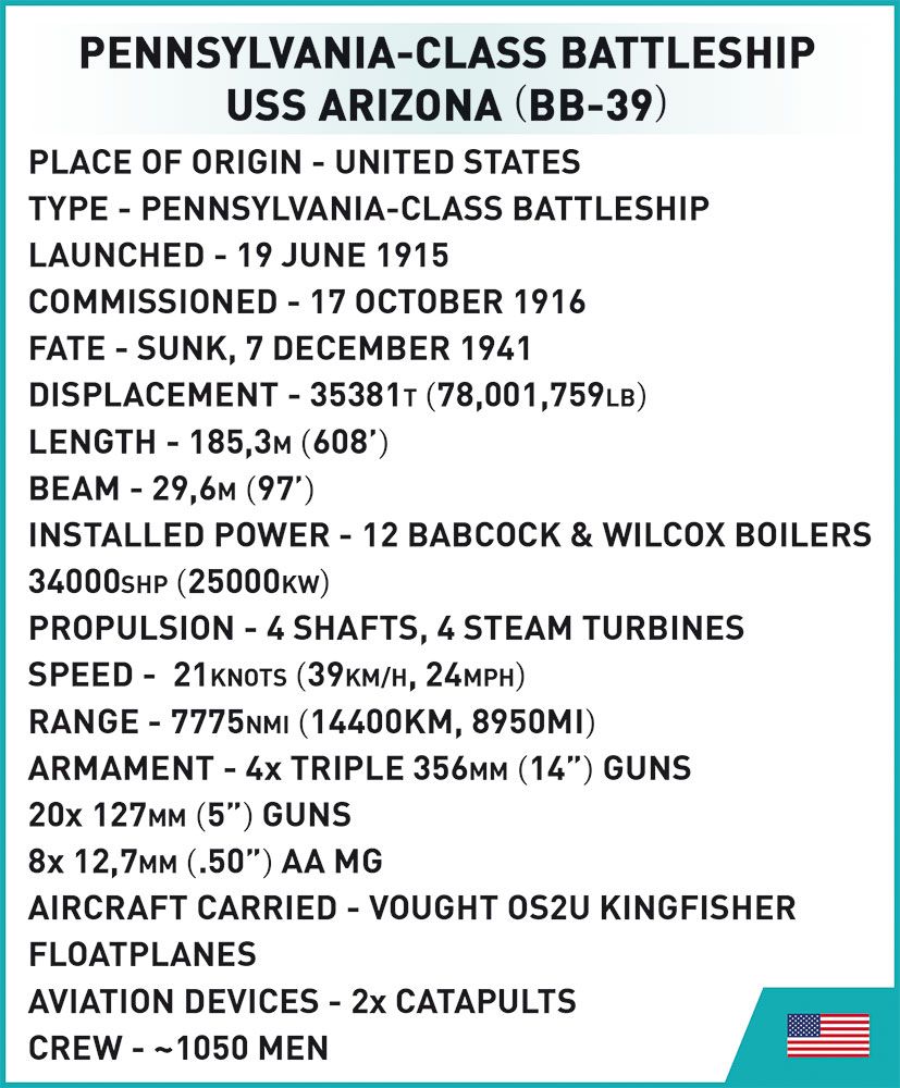 Cobi 4843 - Historical Collection - USS Arizona (BB-39)