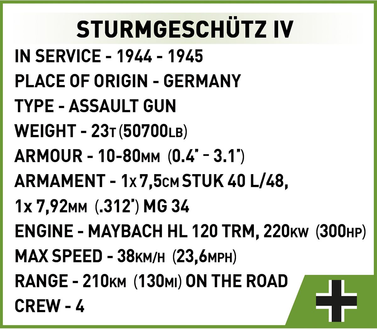 Cobi 2576 - Historical Collection - Sturmgeschütz IV Sd.Kfz.167