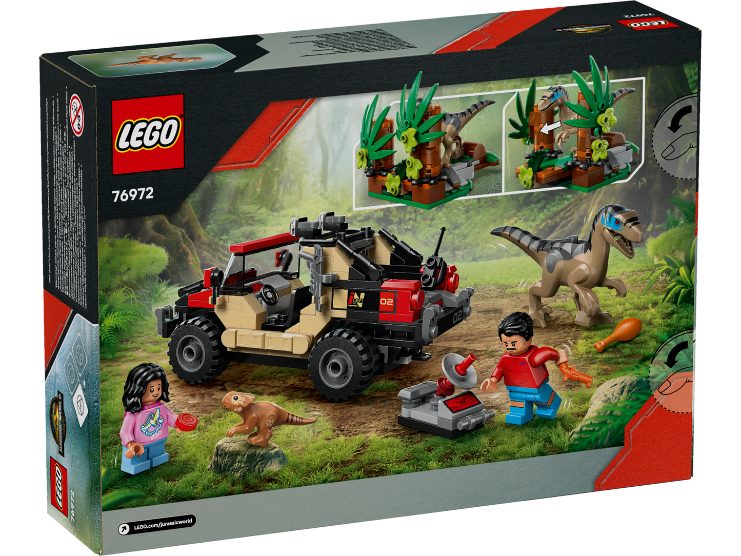 LEGO® Jurassic World 76972 Raptor: Verfolgungsjagd mit dem Geländewagen