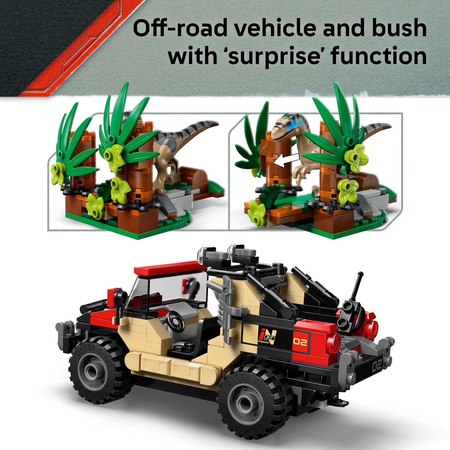 LEGO® Jurassic World 76972 Raptor: Verfolgungsjagd mit dem Geländewagen