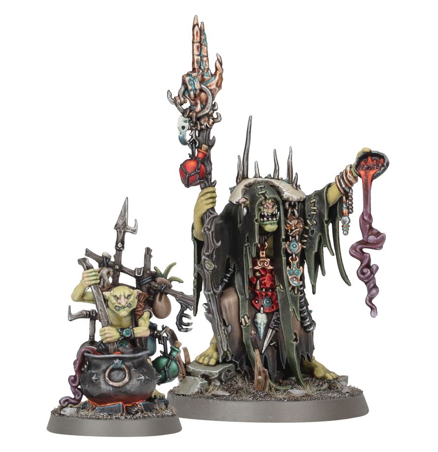 Warhammer: Age of Sigmar - Orruk Warclans - Swampcalla Shaman with Pot-grot (99120209124)
