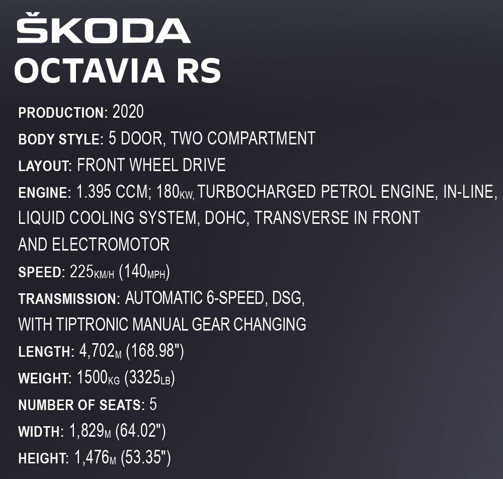 Cobi 24343 - Autos im Maßstab 1:12 - Škoda Octavia RS