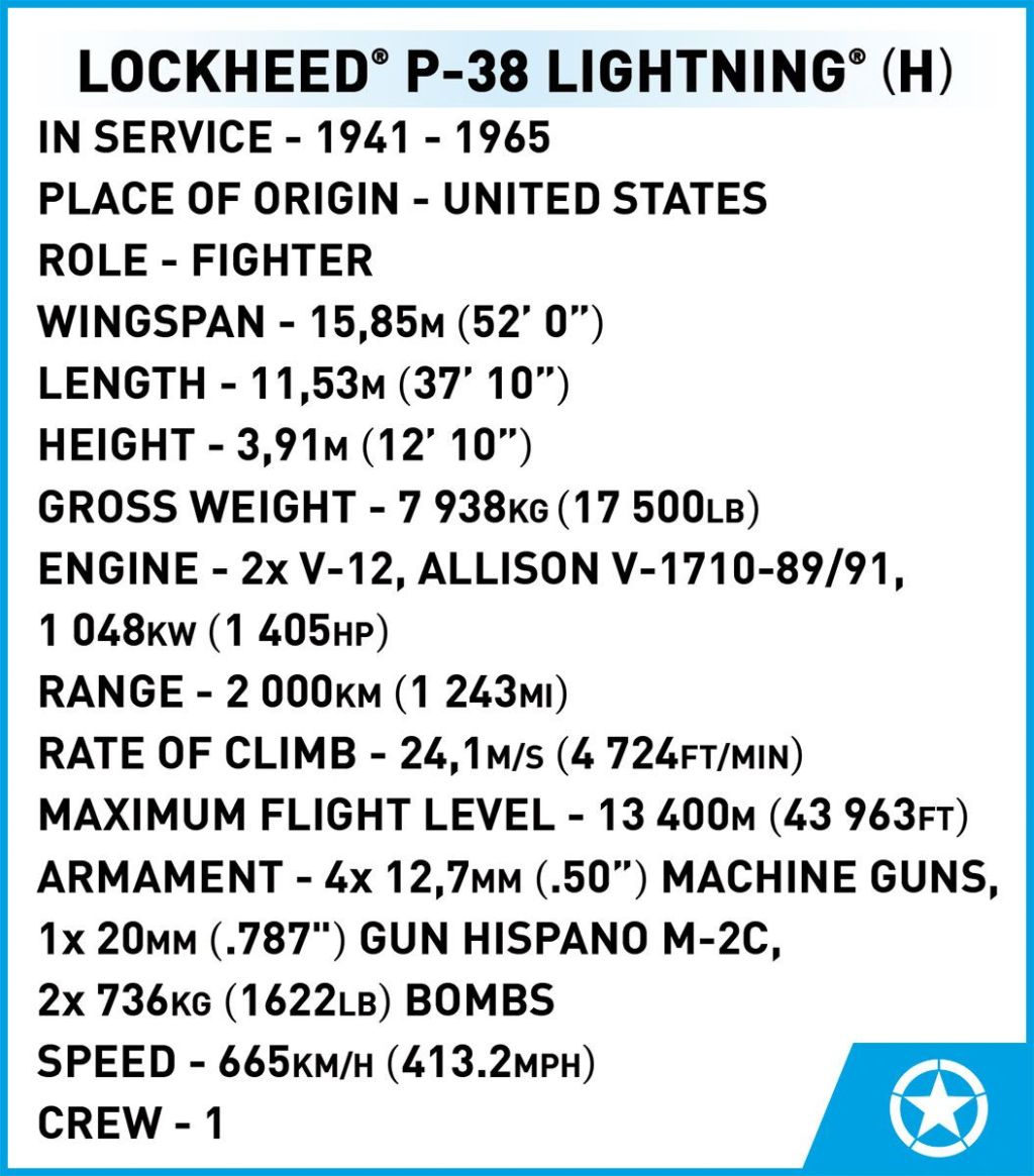 Cobi 5726 - Historical Collection - Lockheed P-38 H Lightning