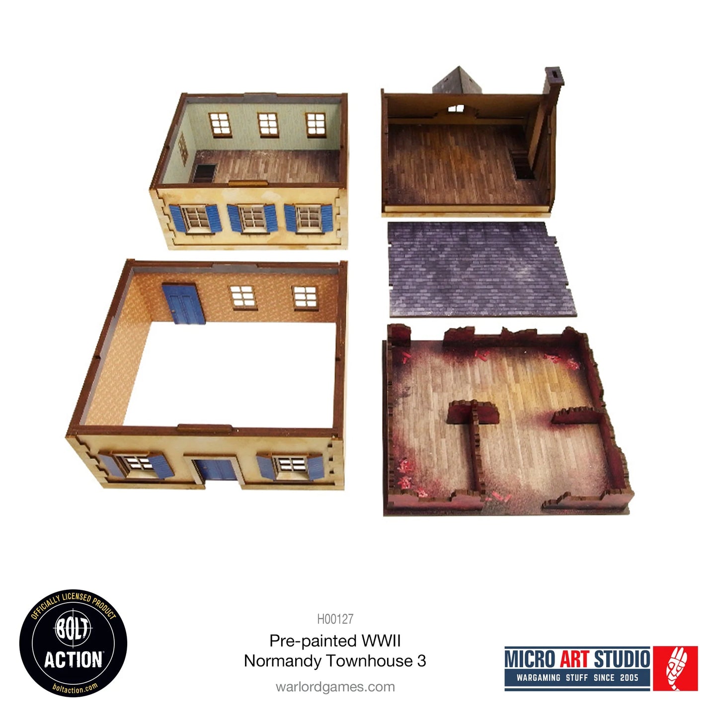 Bolt Action - Pre-painted WW2 Normandy Townhouse 3 - H00127