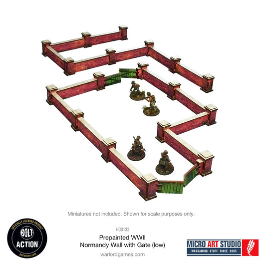 Bolt Action - Pre-painted WW2 Normandy Walls with Gate (low) - H00133