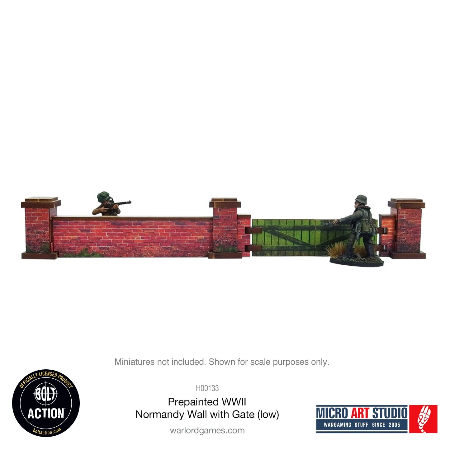 Bolt Action - Pre-painted WW2 Normandy Walls with Gate (low) - H00133