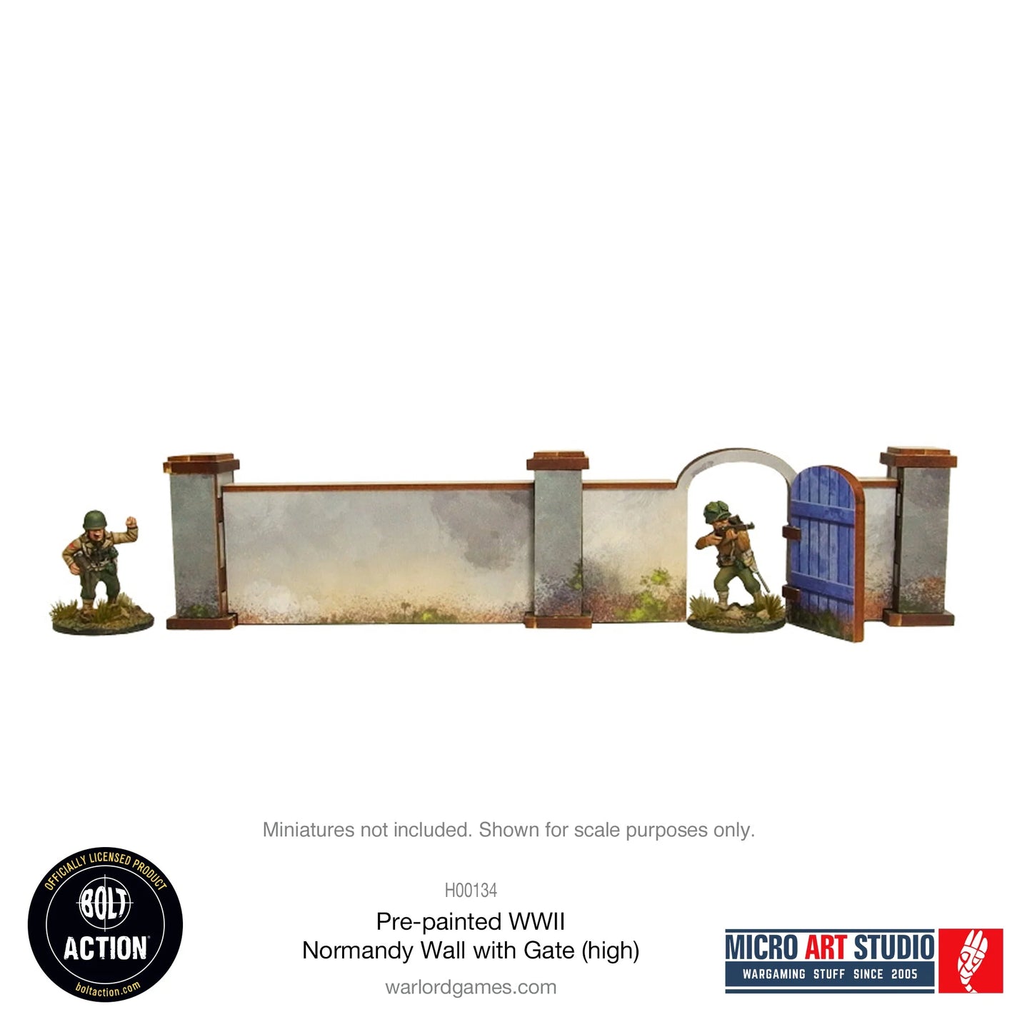 Bolt Action - Pre-painted WW2 Normandy Walls with Gate (high) - H00134