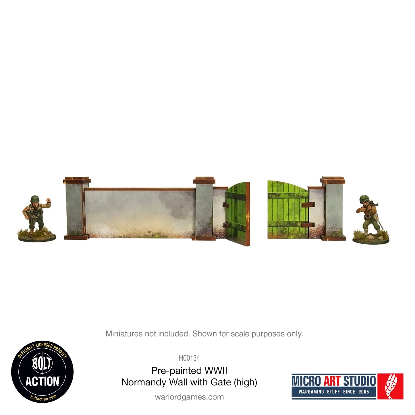 Bolt Action - Pre-painted WW2 Normandy Walls with Gate (high) - H00134