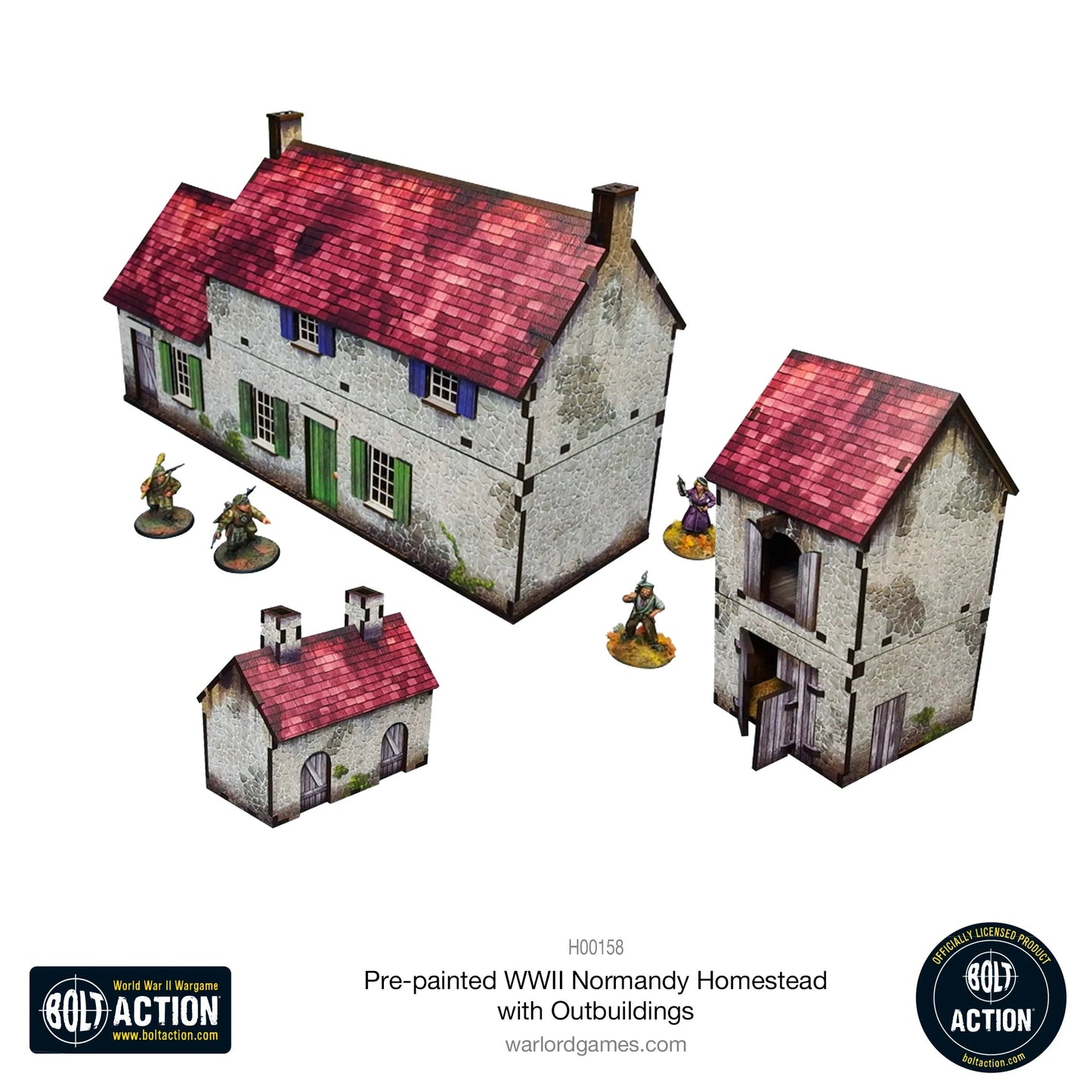 Bolt Action: Pre-painted WWII Normandy Homestead with Outbuildings - H00158