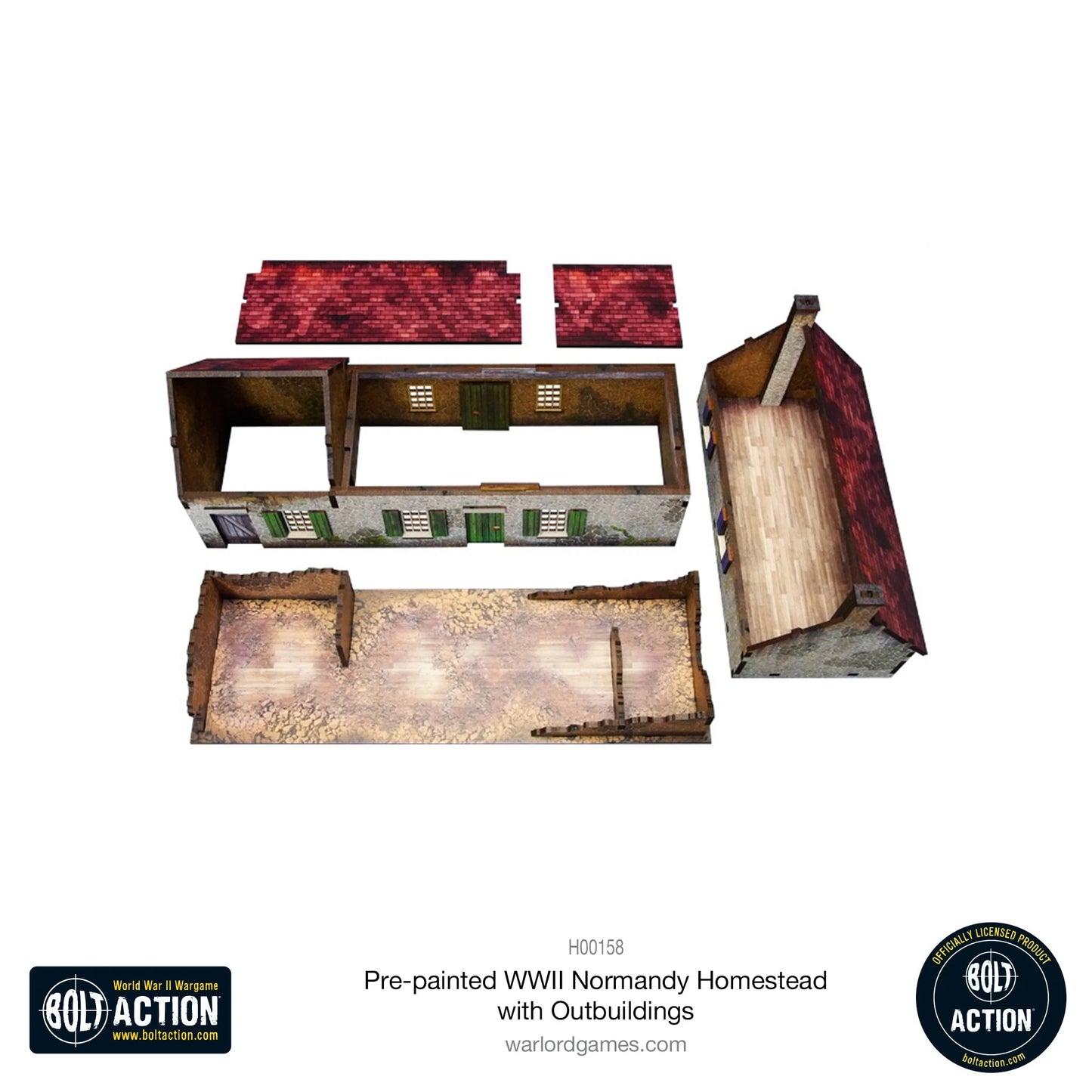 Bolt Action: Pre-painted WWII Normandy Homestead with Outbuildings - H00158