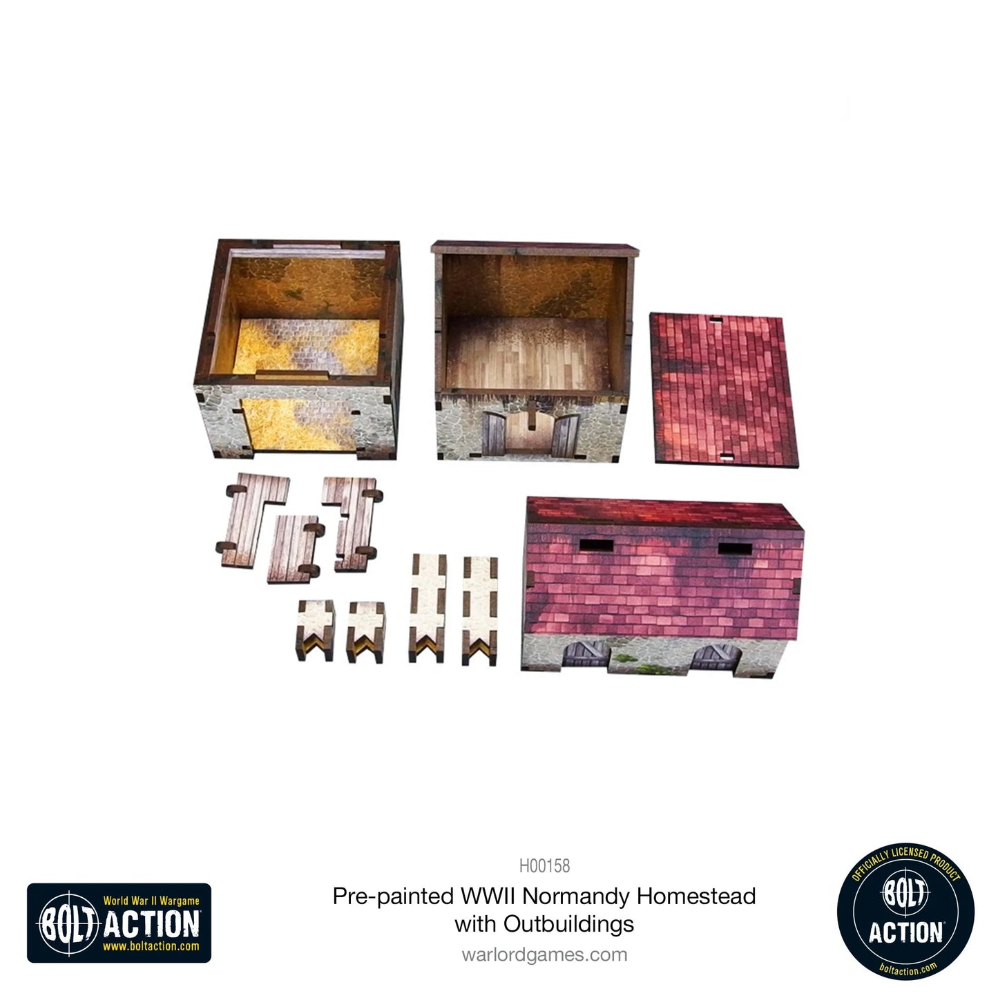 Bolt Action: Pre-painted WWII Normandy Homestead with Outbuildings - H00158