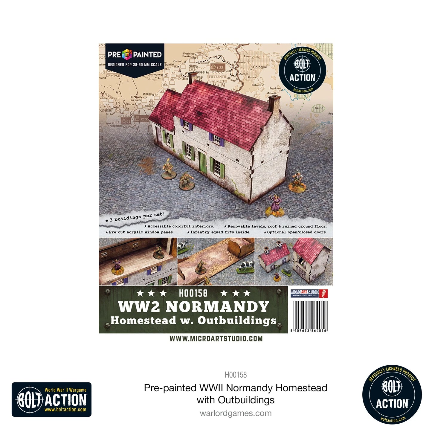 Bolt Action: Pre-painted WWII Normandy Homestead with Outbuildings - H00158