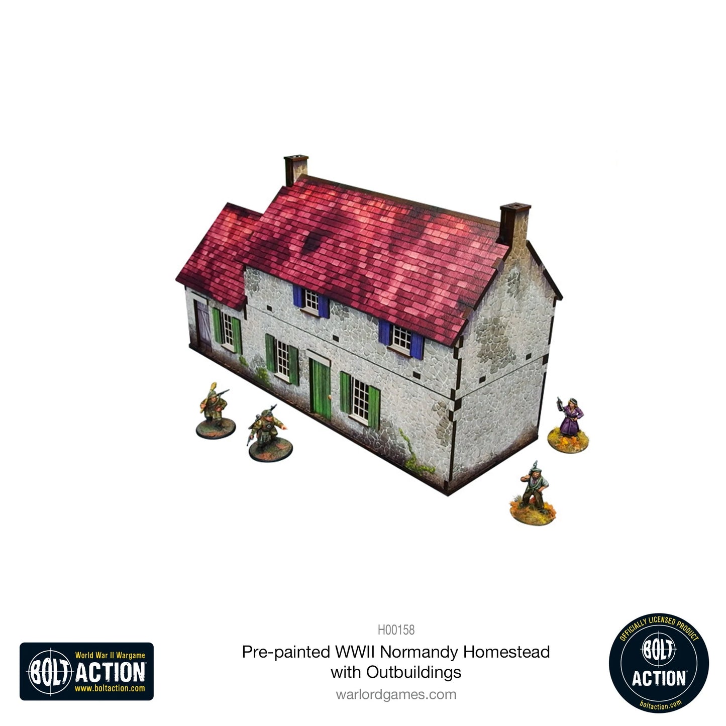 Bolt Action: Pre-painted WWII Normandy Homestead with Outbuildings - H00158