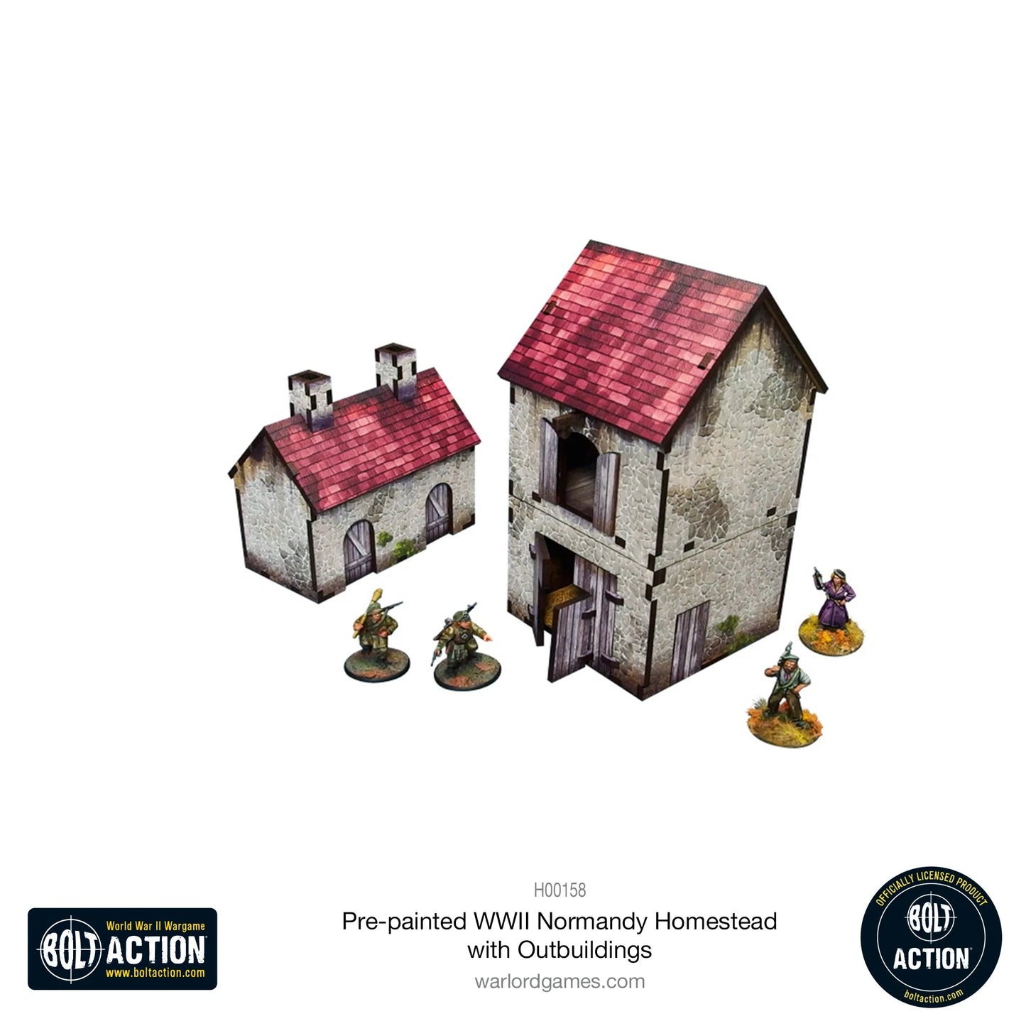 Bolt Action: Pre-painted WWII Normandy Homestead with Outbuildings - H00158