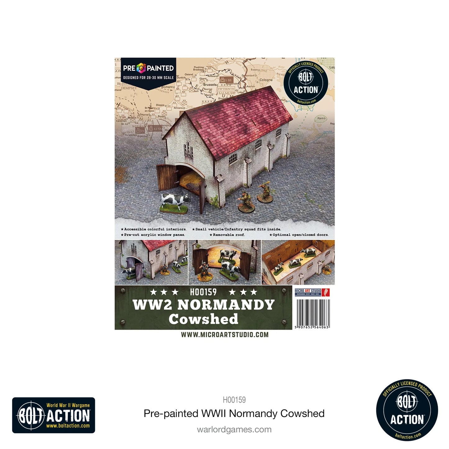 Bolt Action: Pre-painted WWII Normandy Cowshed - H00159