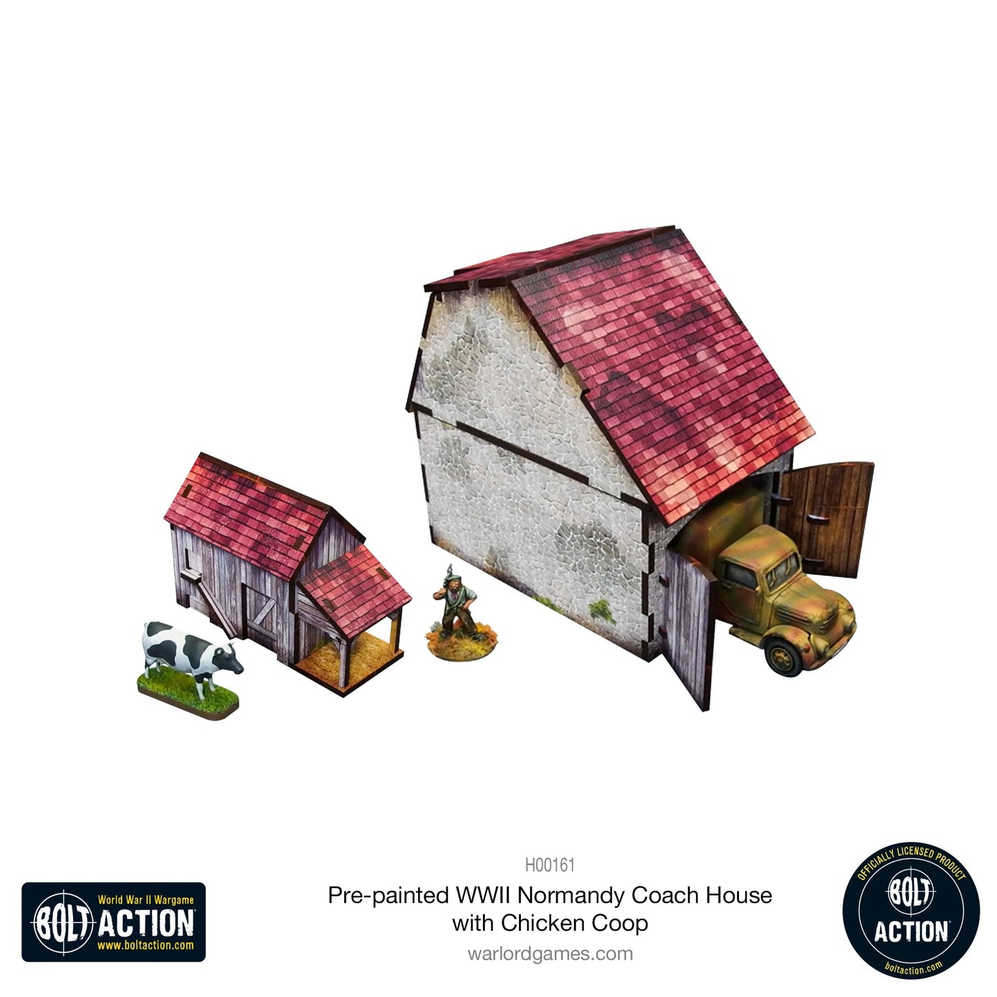 Bolt Action: Pre-painted WWII Normandy Coach House with Chicken Coop - H00161