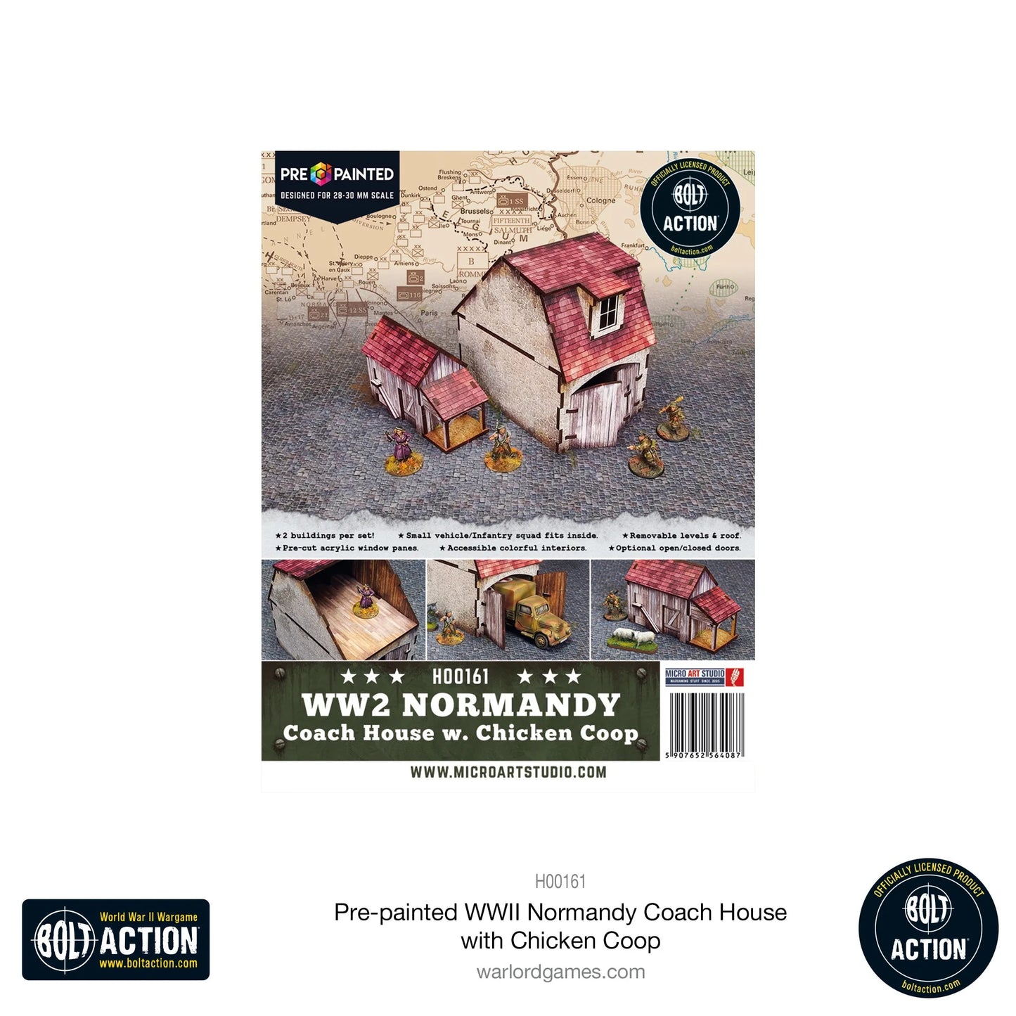 Bolt Action: Pre-painted WWII Normandy Coach House with Chicken Coop - H00161