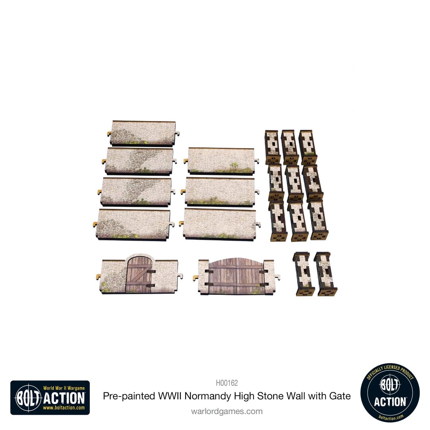 Bolt Action: Pre-painted WWII Normandy High Stone Wall with Gate - H00162