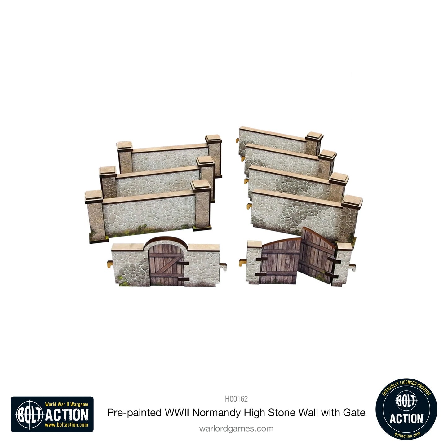 Bolt Action: Pre-painted WWII Normandy High Stone Wall with Gate - H00162