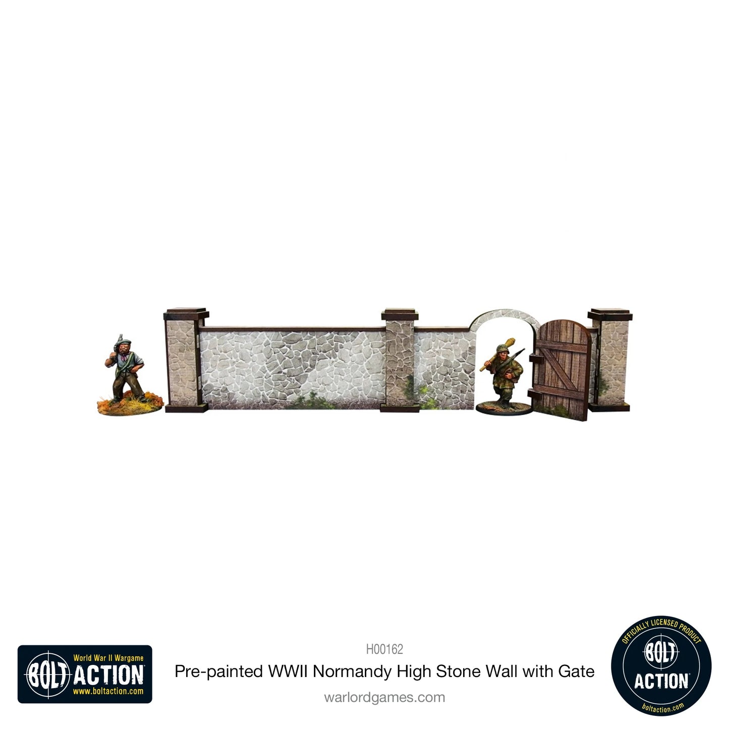 Bolt Action: Pre-painted WWII Normandy High Stone Wall with Gate - H00162