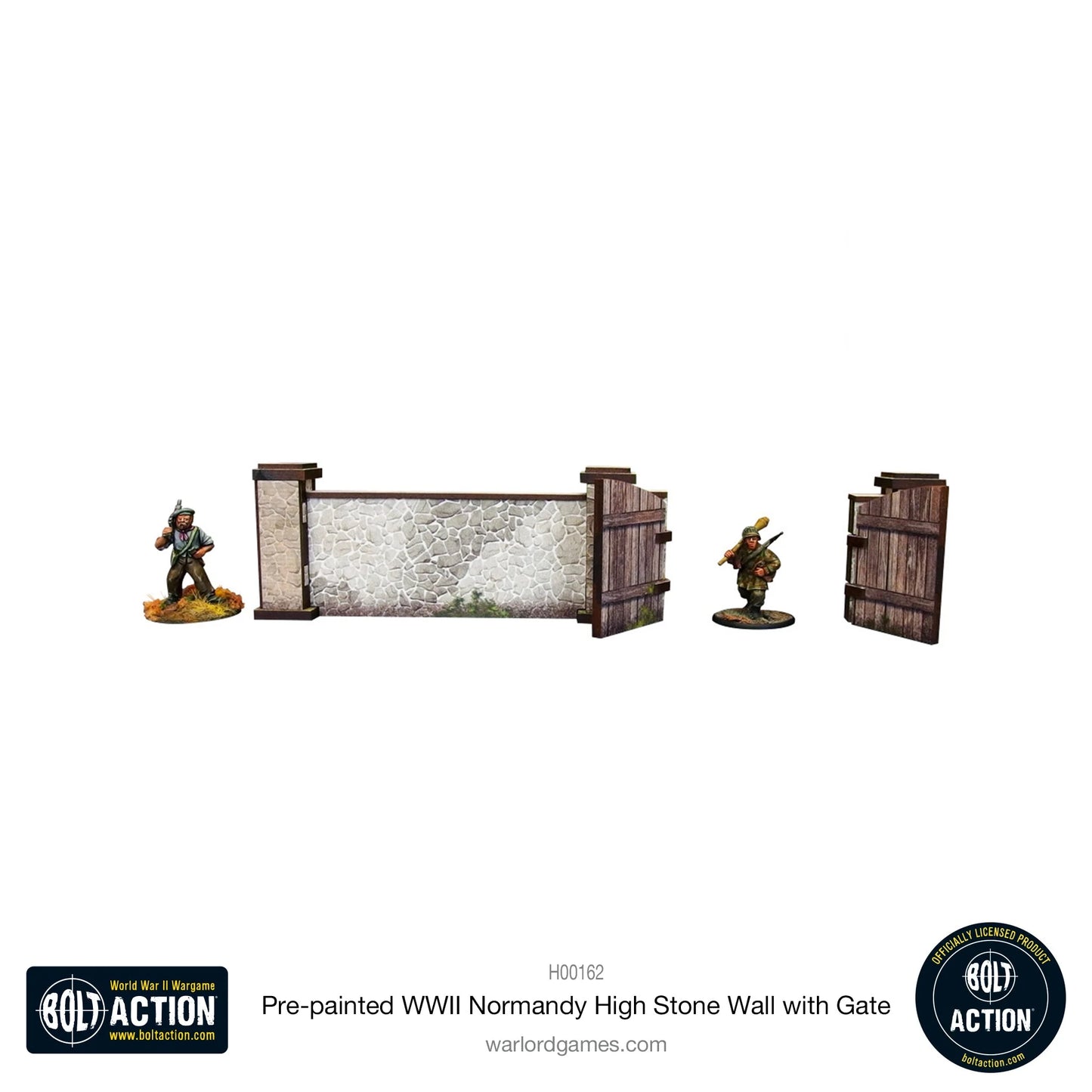 Bolt Action: Pre-painted WWII Normandy High Stone Wall with Gate - H00162