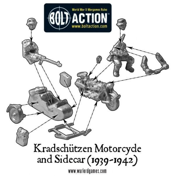 Bolt Action - Afrika Korps Kradschutzen motorcycle and sidecar - WGB-AK-23