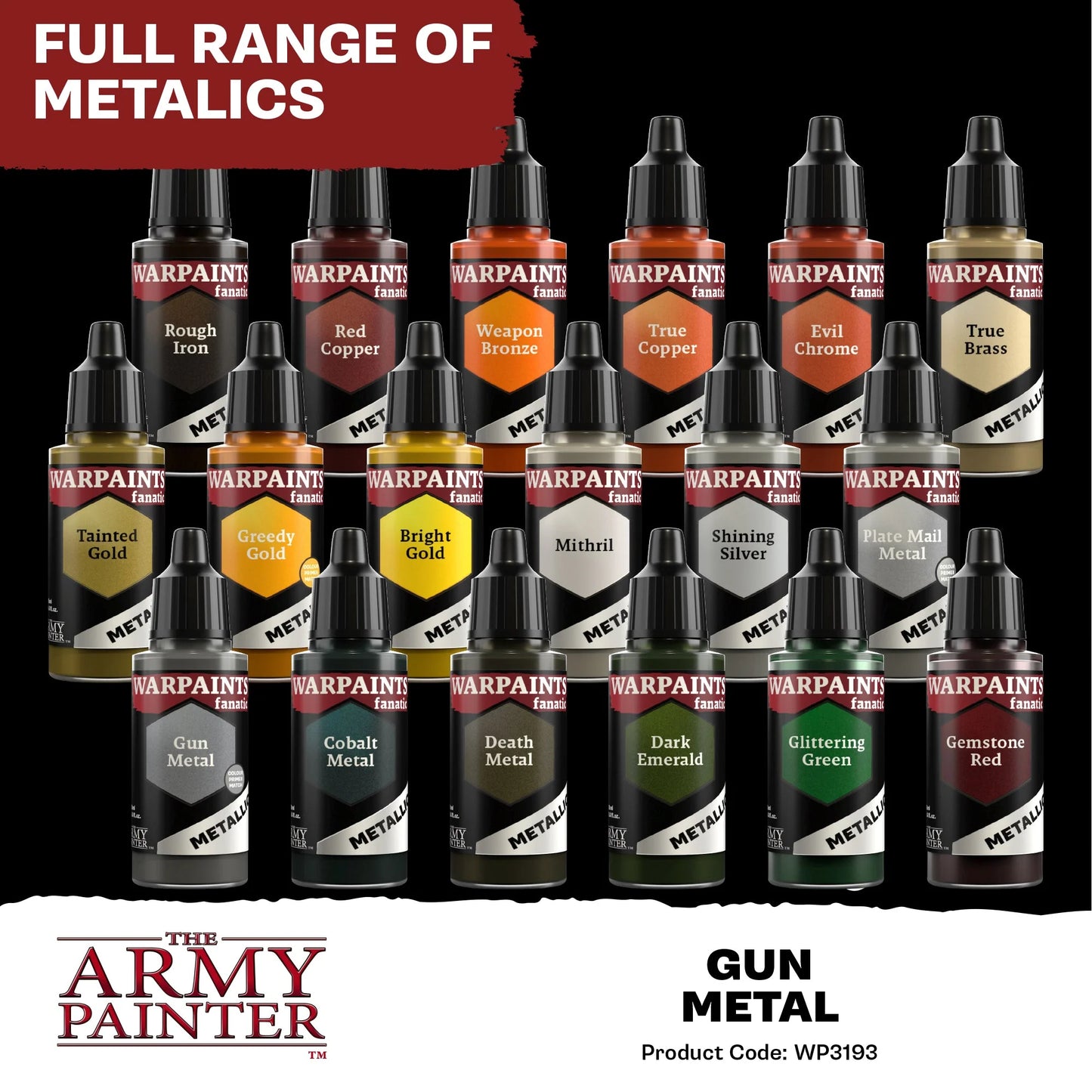The Army Painter:  Warpaints Fanatic Metallic: Gun Metal - WP3193