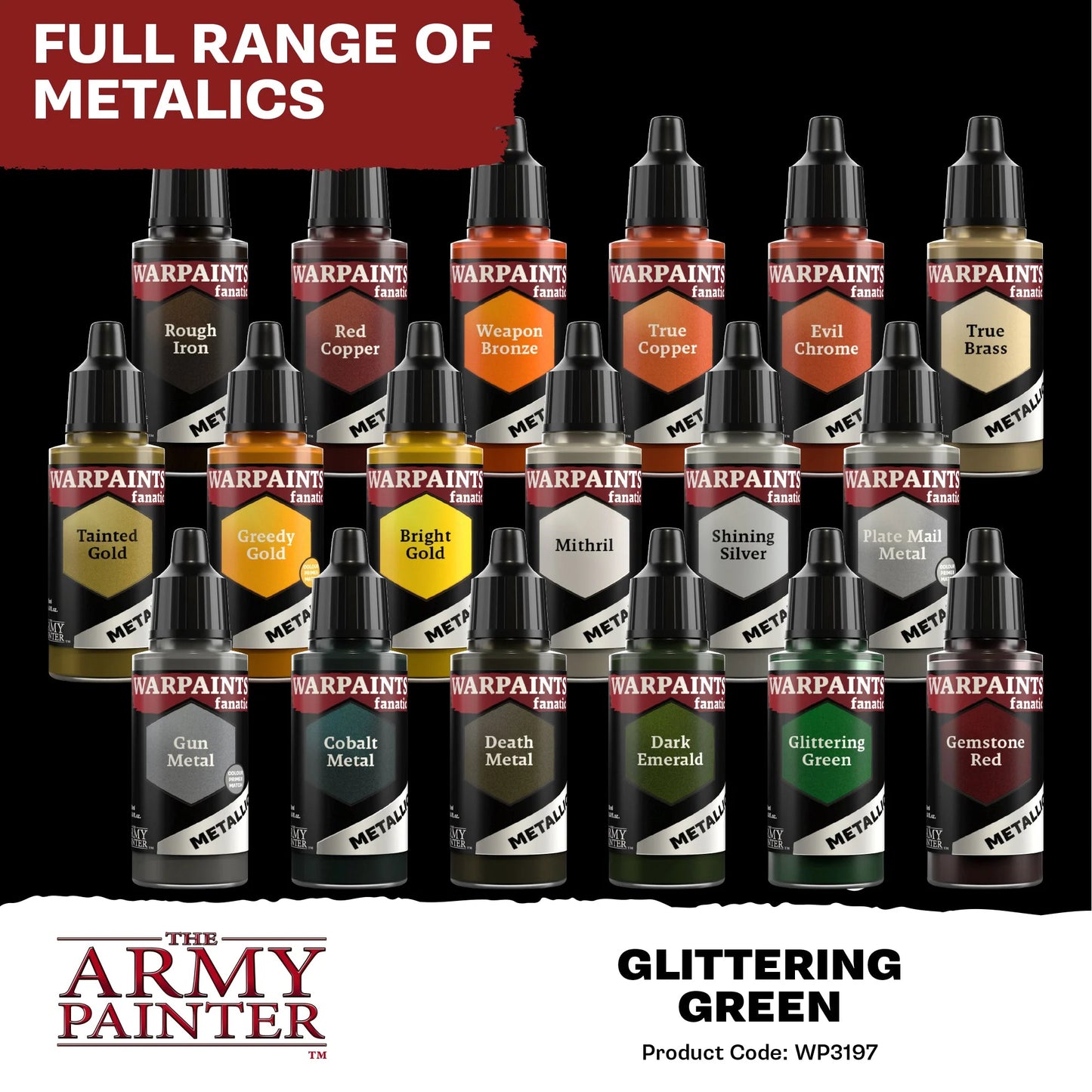 The Army Painter:  Warpaints Fanatic Metallic: Glittering Green - WP3197