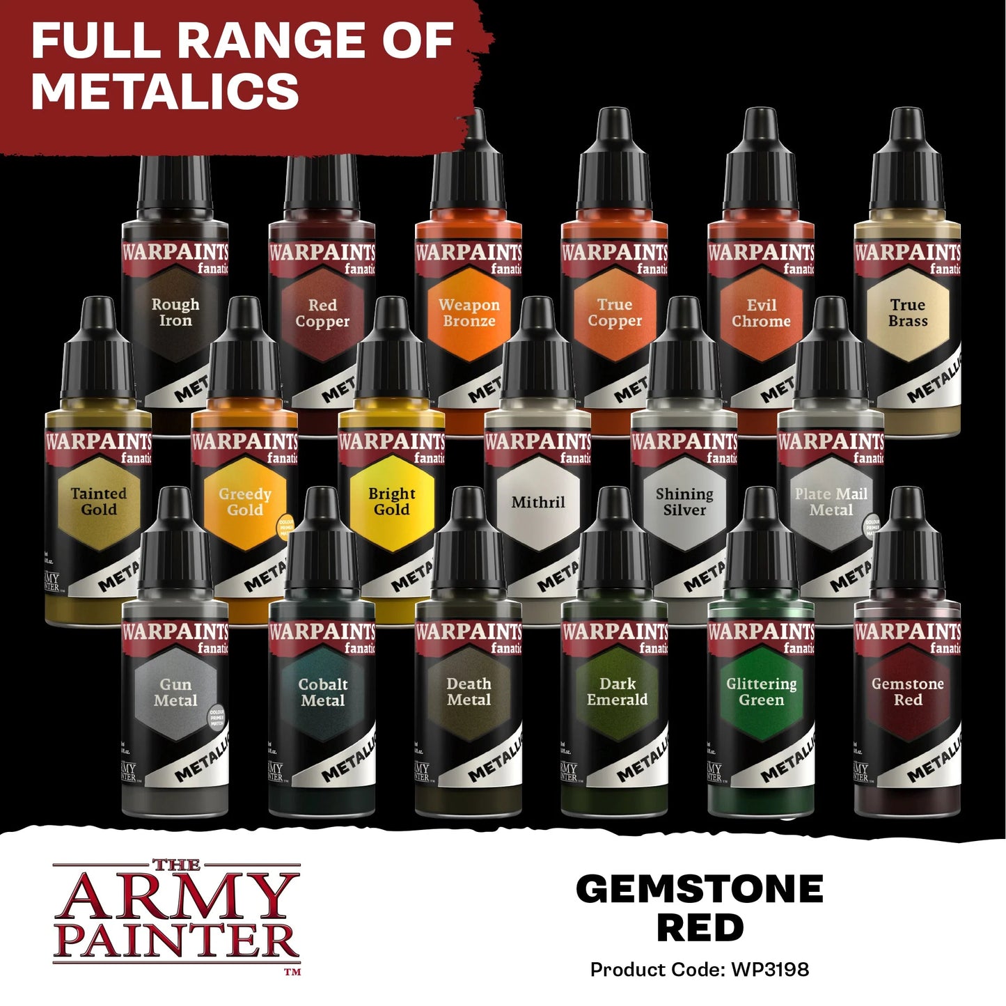 The Army Painter:  Warpaints Fanatic Metallic: Gemstone Red - WP3198