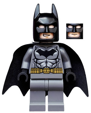 LEGO® Minifigur Super Heroes dim002 - Batman - Dark Bluish Gray Suit, Gold Belt, Black Hands, Starched Cape