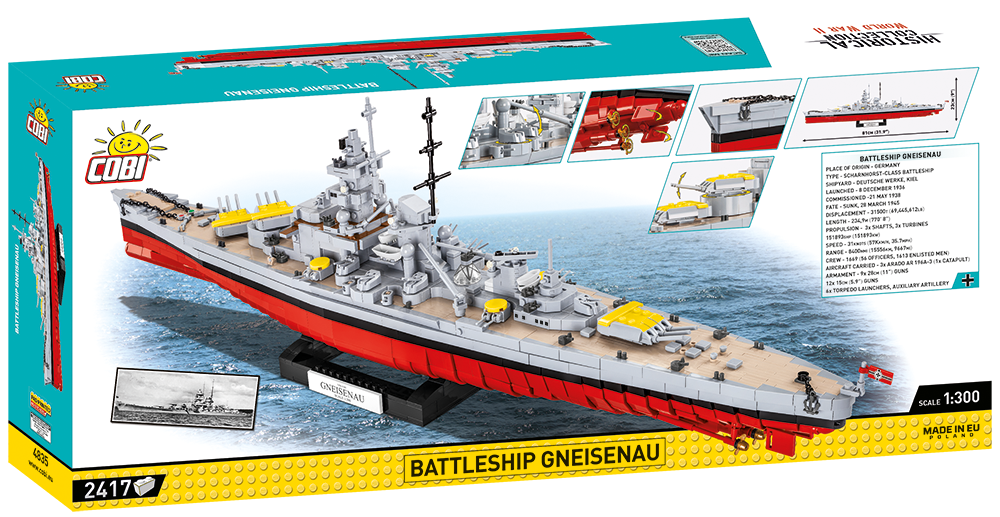 Cobi 4835 - HC WWII - Maßstab 1:300 - Battleship Gneisenau